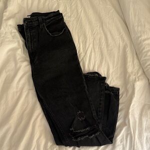 Abercrombie & Fitch Black Ankle Straight Leg Ultra High Rise Jeans
